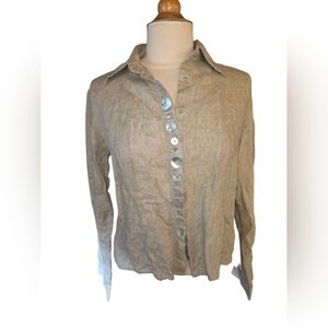 Weavz Women's Linen Beige Snap Up Blouse Size M